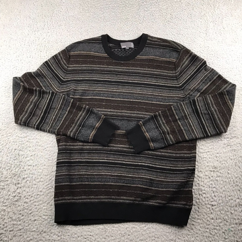 Vince Marbeled Sweater Mens L Merino Wool Cashmere Stretch Creck Neck Pullover